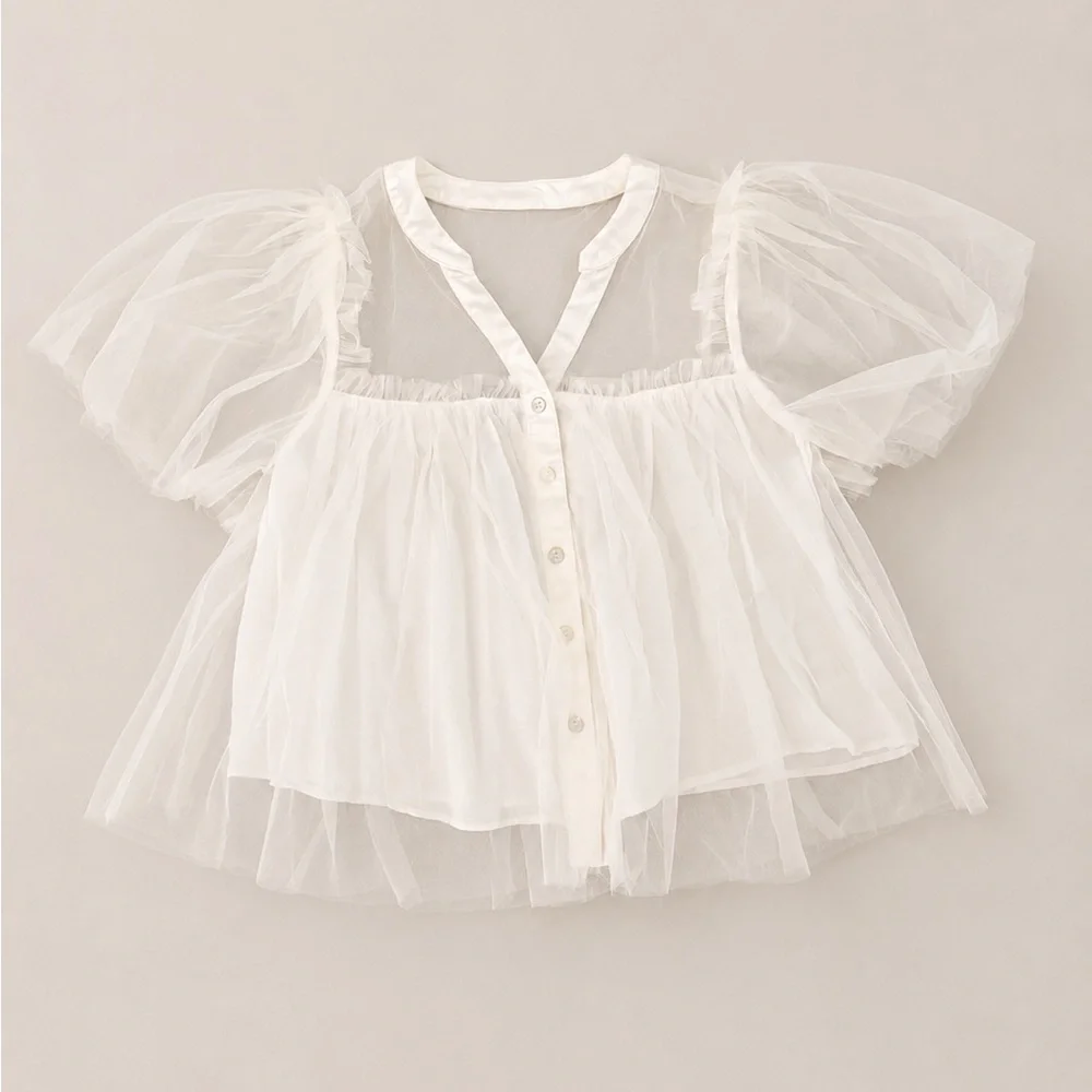 Sunday in Brooklyn Soft White Chiffon Blouse from Anthropologie - Picture 2 of 3